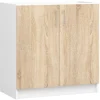 Küchenzeile LIMA 1.8m Modulares Weiß 180 cm 7 Türen 1 Schublade Front Sonoma Eiche 8 Regalböden B180xH203xT44,5 cm