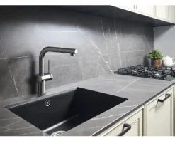 KEO Einhebel Küchenarmatur mit herausziehbaren Auslauf BIYO CoolStart und Schnellmontage von Unten "Quickfix" chrom glänzend