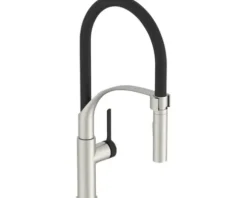 KEO Küchenarmatur flexibel PANI CoolStart und Schnellmontage von Unten "Quickfix" Antifingerprint schwarz/edelstahl satiniert