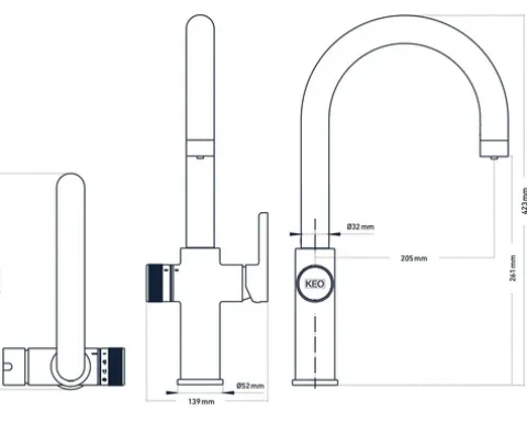 KEO Küchenarmatur für Sprudel SØDA chrom ohne Systembox und Filter