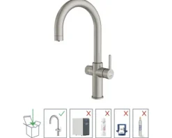 KEO Küchenarmatur für Sprudel SØDA edelstahl matt ohne Systembox und Filter