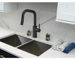 KEO Küchenarmatur mit herausziehbarer Brause NITI Schnellmontage von Unten "Quickfix" schwarz matt