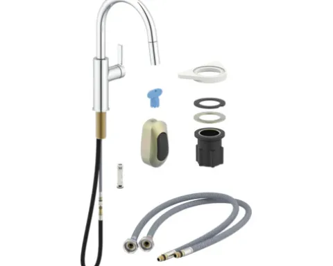 KEO Küchenarmatur mit herausziehbaren Auslauf AIVA CoolStart und Schnellmontage von Unten "Quickfix" chrom