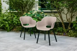 Keter Noa Gartenstuhl - 2 Stück - 55x56,5x80cm - Metallgestell - Beige