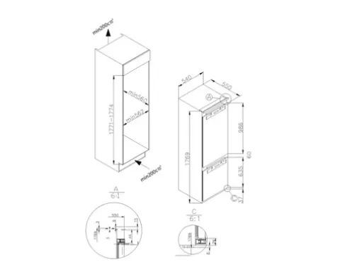 Kühl- und Gefrierkombination Amica EKGCX 387 902 BxHxT 56 x 178 x 58 cm Kühlteil 195 l Gefrierteil 75 l