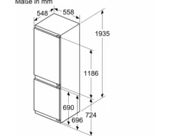 Kühl- und Gefrierkombination Bosch KIN96VFD0 BxHxT 55,8 x 193,5 x 54,8 cm Kühlteil 215 l Gefrierteil 75 l
