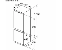 Kühl- und Gefrierkombination Bosch BxHxT 54,1 x 177,2 x 54,8 cm Kühlteil 184 l Gefrierteil 76 l