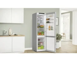 Kühl- und Gefrierkombination Bosch BxHxT 60 x 203 x 66,5 cm Kühlteil 260 l Gefrierteil 103 l silber KGN39AIAU