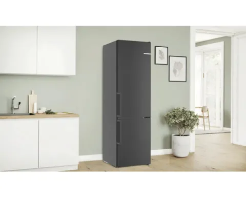 Kühl- und Gefrierkombination Bosch BxHxT 60 x 203 x 66,5 cm Kühlteil 260 l Gefrierteil 103 l edelstahl schwarz KGN39VXAU