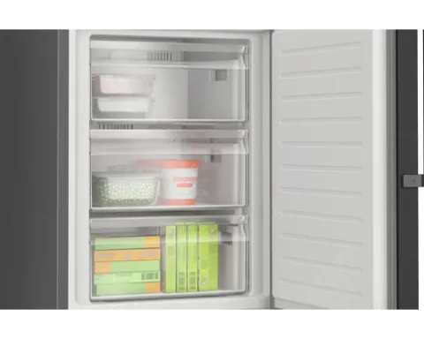 Kühl- und Gefrierkombination Bosch BxHxT 60 x 203 x 66,5 cm Kühlteil 260 l Gefrierteil 103 l edelstahl schwarz KGN39VXAU