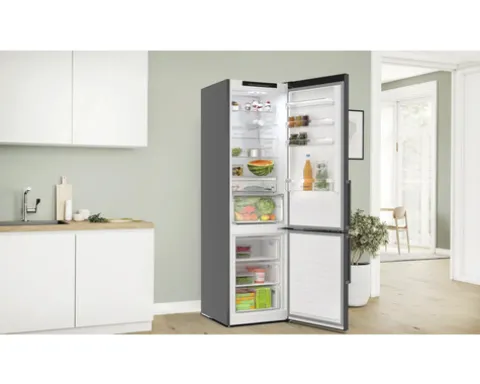 Kühl- und Gefrierkombination Bosch BxHxT 60 x 203 x 66,5 cm Kühlteil 260 l Gefrierteil 103 l edelstahl schwarz KGN39VXAU