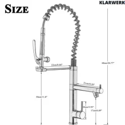 KLARWERK® Ben | Große Gastronomie Küchenarmatur Sillber gebürstet2 Brausen | Profi Edelstahl Wasserhahn Küche 2 Anschlüsse|Doppelspülbecken Restaurant
