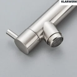 KLARWERK® Ben | Große Gastronomie Küchenarmatur Sillber gebürstet2 Brausen | Profi Edelstahl Wasserhahn Küche 2 Anschlüsse|Doppelspülbecken Restaurant