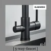 KLARWERK® Bernd | Flex 3-Wege Armatur Edelstahl Schwarz Gastronomie | Filter Wasserhahn Küche mit Feder | Osmose Mischbatterie U-Auslauf 3 Anschlüsse