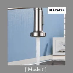 KLARWERK® Bernd | Gastronomie Küchenarmatur Silber gebürstet mit Feder |Edelstahl Wasserhahn Küche |Mischbatterie 360° drehbar |Hochdruck 2 Anschlüsse