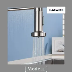 KLARWERK® Bernd | Gastronomie Küchenarmatur Silber gebürstet mit Feder |Edelstahl Wasserhahn Küche |Mischbatterie 360° drehbar |Hochdruck 2 Anschlüsse