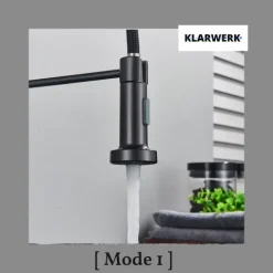 KLARWERK® Bernd | Gastronomie Küchenarmatur Schwarz mit Feder | Flex Edelstahl Wasserhahn Küche | Mischbatterie 360° drehbar | Hochdruck 2 Anschlüsse