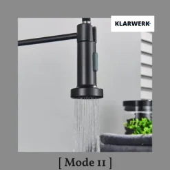KLARWERK® Bernd | Gastronomie Küchenarmatur Schwarz mit Feder | Flex Edelstahl Wasserhahn Küche | Mischbatterie 360° drehbar | Hochdruck 2 Anschlüsse