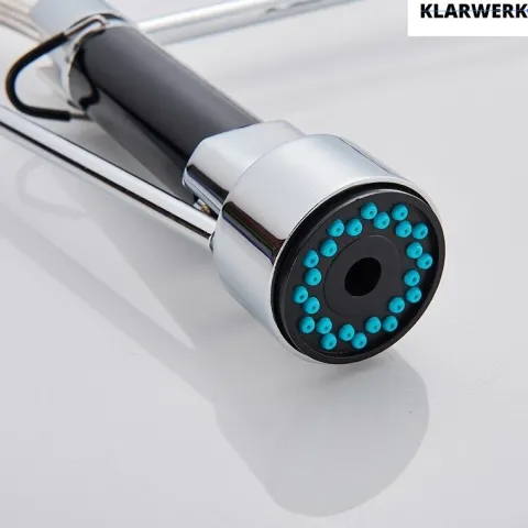 KLARWERK® Björn | Gastronomie Armatur Wandmontage Chrom | Profi Küchenarmatur Edelstahl Zwei Brausen Feder | Doppelspülbecken Wasserhahn Restaurant