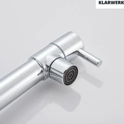 KLARWERK® Björn | Gastronomie Armatur Wandmontage Chrom | Profi Küchenarmatur Edelstahl Zwei Brausen Feder | Doppelspülbecken Wasserhahn Restaurant