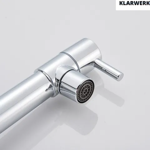 KLARWERK® Björn | Gastronomie Armatur Wandmontage Chrom | Profi Küchenarmatur Edelstahl Zwei Brausen Feder | Doppelspülbecken Wasserhahn Restaurant