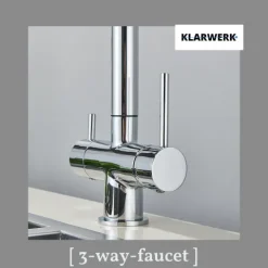 KLARWERK® Felix | ausziehbare 3-Wege Armatur Edelstahl Chrom Glanz | Filter Trinkwasser Wasserhahn Küche | Osmose Mischbatterie L-Auslauf 3 Anschlüsse
