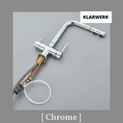 KLARWERK® Felix | ausziehbare 3-Wege Armatur Edelstahl Chrom Glanz | Filter Trinkwasser Wasserhahn Küche | Osmose Mischbatterie L-Auslauf 3 Anschlüsse