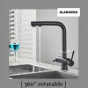 KLARWERK® Felix | ausziehbare 3-Wege Armatur Edelstahl Schwarz matt| Filter Trinkwasser Wasserhahn Küche | Osmose Mischbatterie L-Auslauf 3 Anschlüsse