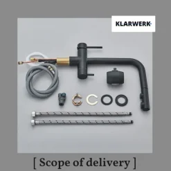 KLARWERK® Felix | ausziehbare 3-Wege Armatur Edelstahl Schwarz matt| Filter Trinkwasser Wasserhahn Küche | Osmose Mischbatterie L-Auslauf 3 Anschlüsse