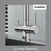 KLARWERK® Felix | ausziehbare 3-Wege Armatur Edelstahl Silber | Filter Trinkwasser Wasserhahn Küche | Osmose Mischbatterie L-Auslauf 3 Anschlüsse