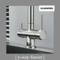 KLARWERK® Felix | ausziehbare 3-Wege Armatur Edelstahl Silber | Filter Trinkwasser Wasserhahn Küche | Osmose Mischbatterie L-Auslauf 3 Anschlüsse