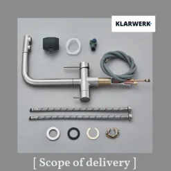 KLARWERK® Felix | ausziehbare 3-Wege Armatur Edelstahl Silber | Filter Trinkwasser Wasserhahn Küche | Osmose Mischbatterie L-Auslauf 3 Anschlüsse
