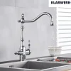KLARWERK® Felix | 3-Wege Armatur Edelstahl Silber gebürstet | Filter Trinkwasser Wasserhahn Küche | 360° Osmose Mischbatterie U-Auslauf 3 Anschlüsse