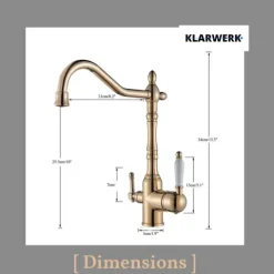 KLARWERK® Felix | 3-Wege Armatur Edelstahl Silber gebürstet | Filter Trinkwasser Wasserhahn Küche | 360° Osmose Mischbatterie U-Auslauf 3 Anschlüsse