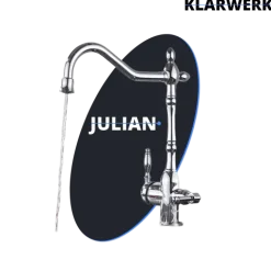 KLARWERK® Felix | 3-Wege Armatur Edelstahl Silber gebürstet | Filter Trinkwasser Wasserhahn Küche | 360° Osmose Mischbatterie U-Auslauf 3 Anschlüsse