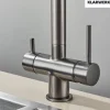 KLARWERK® Lana | Flex 3-Wege Armatur Edelstahl Schwarz Grau |Filter Trinkwasser Wasserhahn Küche | Osmose Sprudel Mischbatterie U-Auslauf 3 Anschlüsse