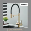 KLARWERK® Lana | Flex 3-Wege Armatur Edelstahl Gold Schwarz |Filter Trinkwasser Wasserhahn Küche | Osmose Sprudel Mischbatterie U-Auslauf 3 Anschlüsse