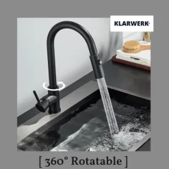 KLARWERK® Paul | ausziehbare Niederdruck Armatur Silber gebürstet | Edelstahl Wasserhahn Küche | U-Auslauf Mischer 360° drehbar | Boiler 3 Anschlüsse