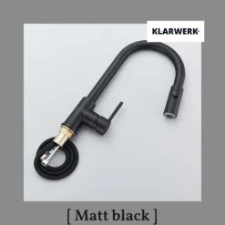 KLARWERK® Paul | ausziehbare Niederdruck Armatur Silber gebürstet | Edelstahl Wasserhahn Küche | U-Auslauf Mischer 360° drehbar | Boiler 3 Anschlüsse