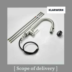 KLARWERK® Paul | ausziehbare Niederdruck Armatur Silber gebürstet | Edelstahl Wasserhahn Küche | U-Auslauf Mischer 360° drehbar | Boiler 3 Anschlüsse