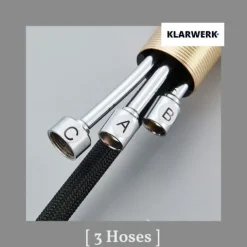 KLARWERK® Paul | ausziehbare Niederdruck Armatur Silber gebürstet | Edelstahl Wasserhahn Küche | U-Auslauf Mischer 360° drehbar | Boiler 3 Anschlüsse