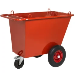 Kongamek Abfallwagen in rot mit 3 Rädern Ø400mm Luftbereifung 1310x720x1000mm 400l Volumen