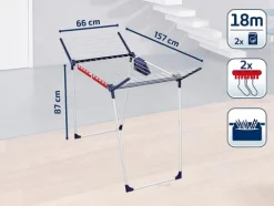 Leifheit Standtrockner Pegasus 180 Solid Plus mit stabilem Stand, Wäscheständer für lange Wäsche, Flügelwäschetrockner für platzsparende Aufbewahrung