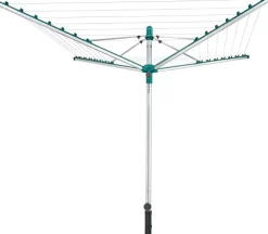 Leifheit Wäschespinne Linomatic V400 mit Leinenautomatik für saubere Leinen, 40m Leinenlänge für 4 Waschmaschinenladungen, mit Easy-Lift-System für leichtes Öffnen, inkl. Bodenhülse und Wäscheklammern