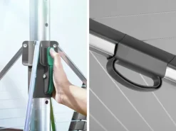 Leifheit Wäschespinne Linomatic 600 Plus, Wäscheschirm mit Leineneinzug für saubere Wäsche, höhenverstellbar, Wäscheständer inkl. Bodenhülse, 60m Wäscheleine, leichtes Öffnen und Schließen
