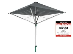 Leifheit Wäschespinne LinoProtect 400 mit wasserdichtem Dach, Wäscheschirm verlängert die Outdoor-Trockensaison, Wäscheständer aus Aluminium inkl. Bodenhülse