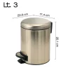 3-Liter-Treteimer, runde Form, Goldfarbe, Soft-Close, aus Edelstahl | Papaya