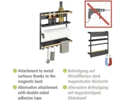 Magnetisches Küchenregal Wenko Magna schwarz