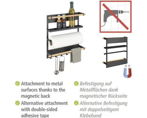 Magnetisches Küchenregal Wenko Magna schwarz