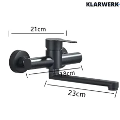 MAX | Gastronomie Mischbatterie Wandmontage Armatur Silber | Profi Küchenarmatur Edelstahl mit Handbrause | Wasserhahn Restaurant Wand flacher Auslauf